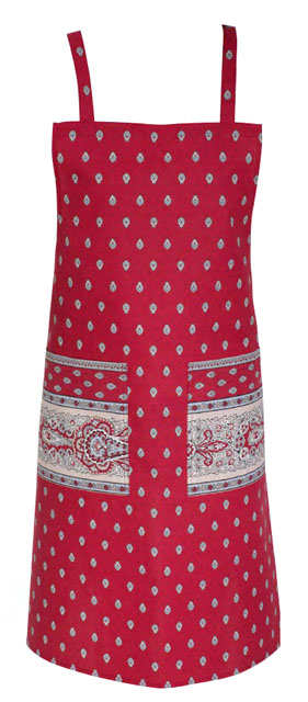 French Apron, Provence fabric (Marat Avignon / bastide. red) - Click Image to Close